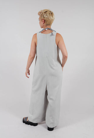 Jumpsuit with Front Zip Fastening in Light Grey