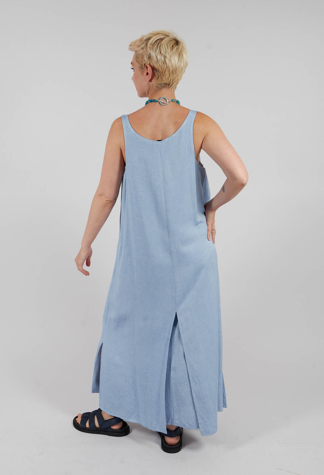 Dress with Split Overlay in Light Blue