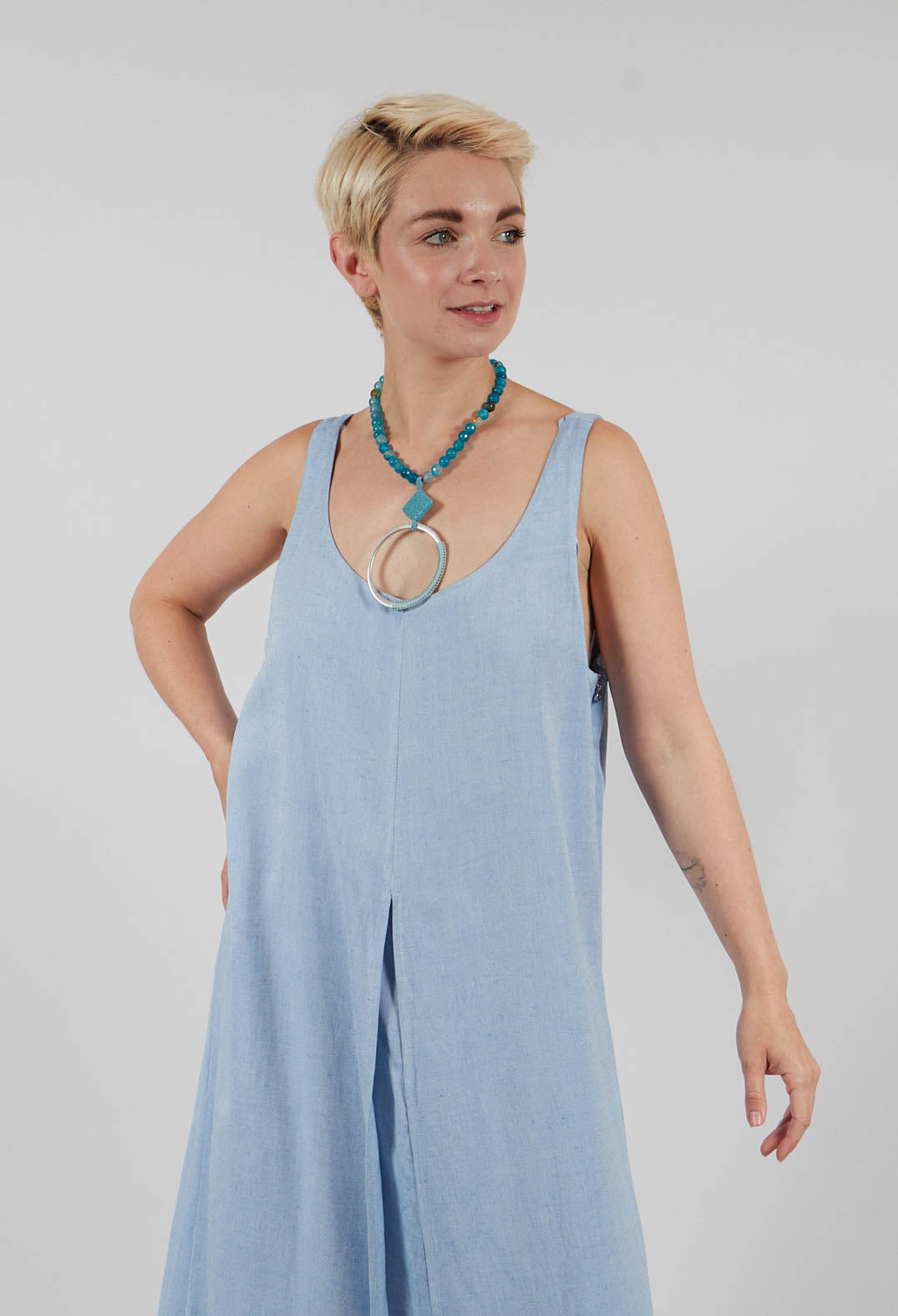 Dress with Split Overlay in Light Blue