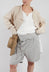 Loose Fit Shorts with Folded Waistband in Grey