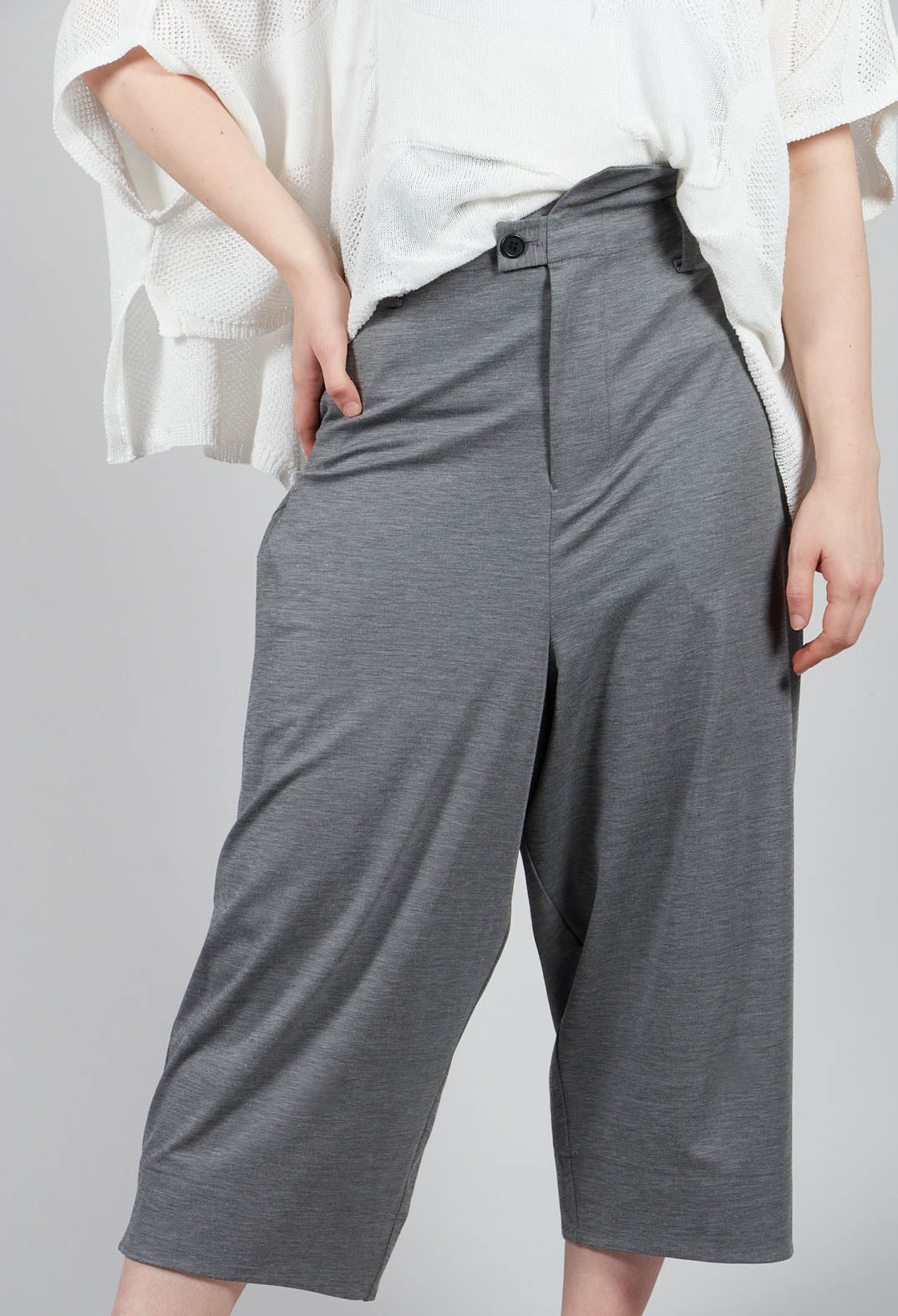 Jersey Stretch Drop Crotch Trousers In  Light Grey