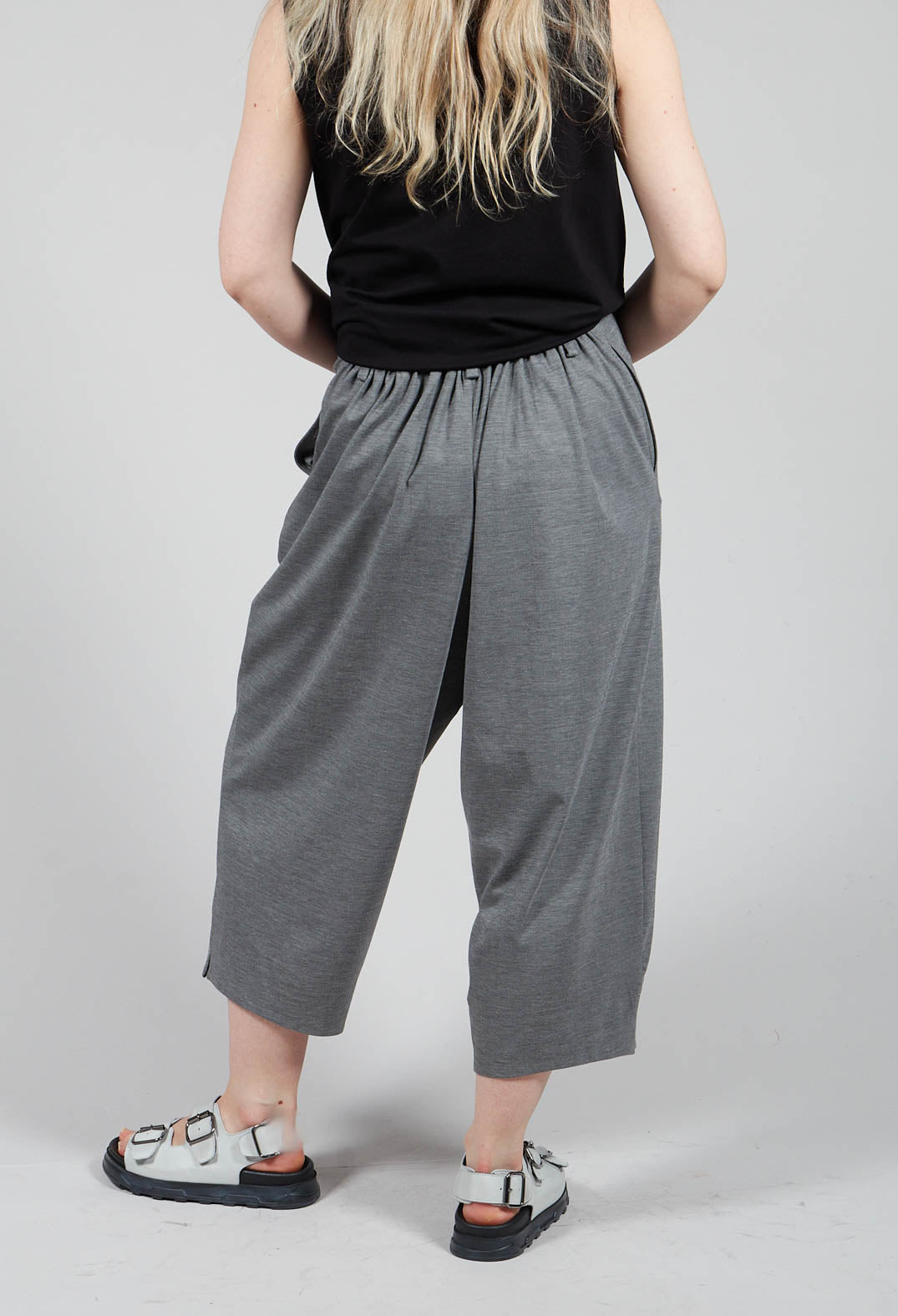 Jersey Stretch Drop Crotch Trousers In Grey
