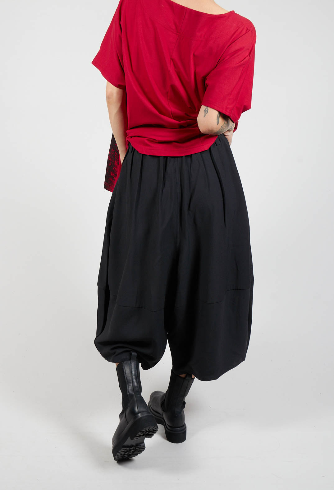 Wide Leg Pants in Black with Elasticated Waist