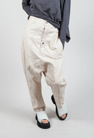 Drop Crotch Cargo Trousers in Sand