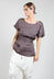 Short Sleeve Top with Tie Belt in Purple Coffee