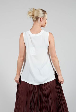 Sleeveless V Neck Loose Fit Top in White