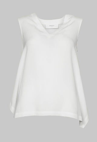 Sleevless V Neck Loose Fit Top in White