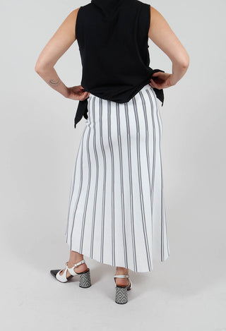 A Line Knitted Skirt in Grey and White Stripe