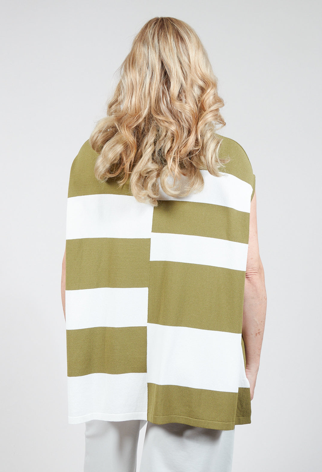 Sleeveless Stripe Polo Top in Green