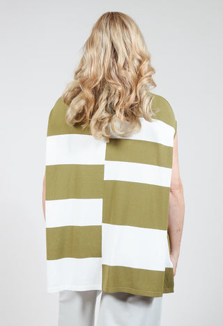 Sleeveless Stripe Polo Top in Green