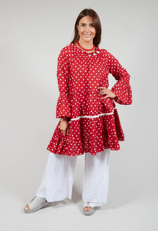 Long Sleeve Tunic in Audrey Red and White Polkadot