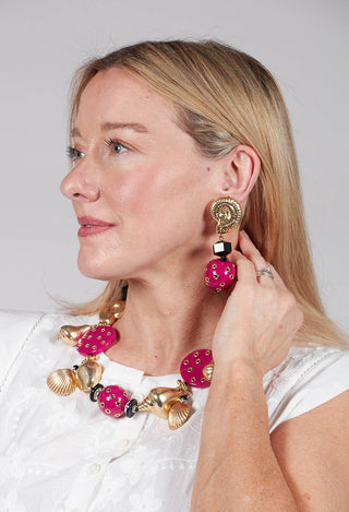 Shell Shaped Clips and Ball Earrings