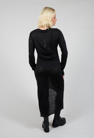 Long Sleeve Dress with Split Hem in Black
