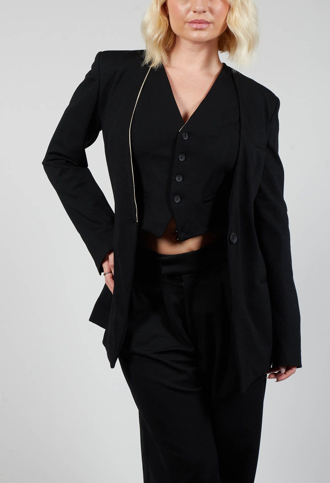 Black Blazer with Single Button Fastening