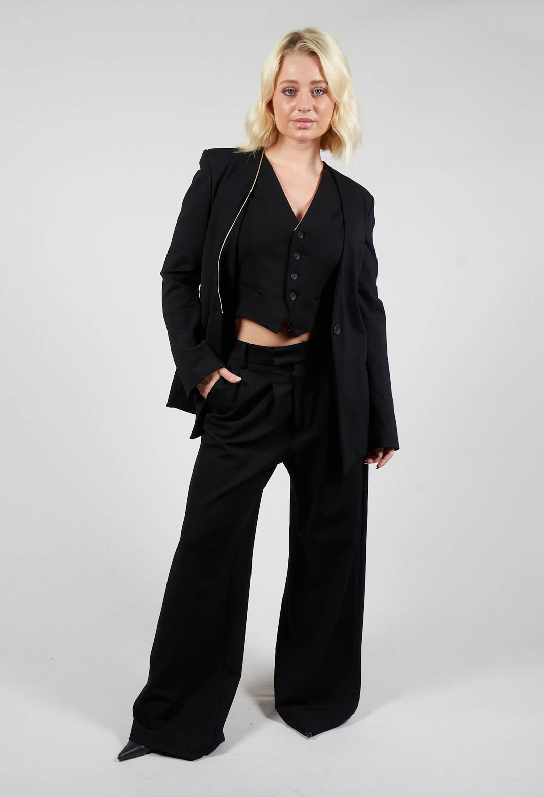 Black Blazer with Single Button Fastening