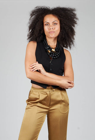 Waistcoat with Faux Front Pockets in Black