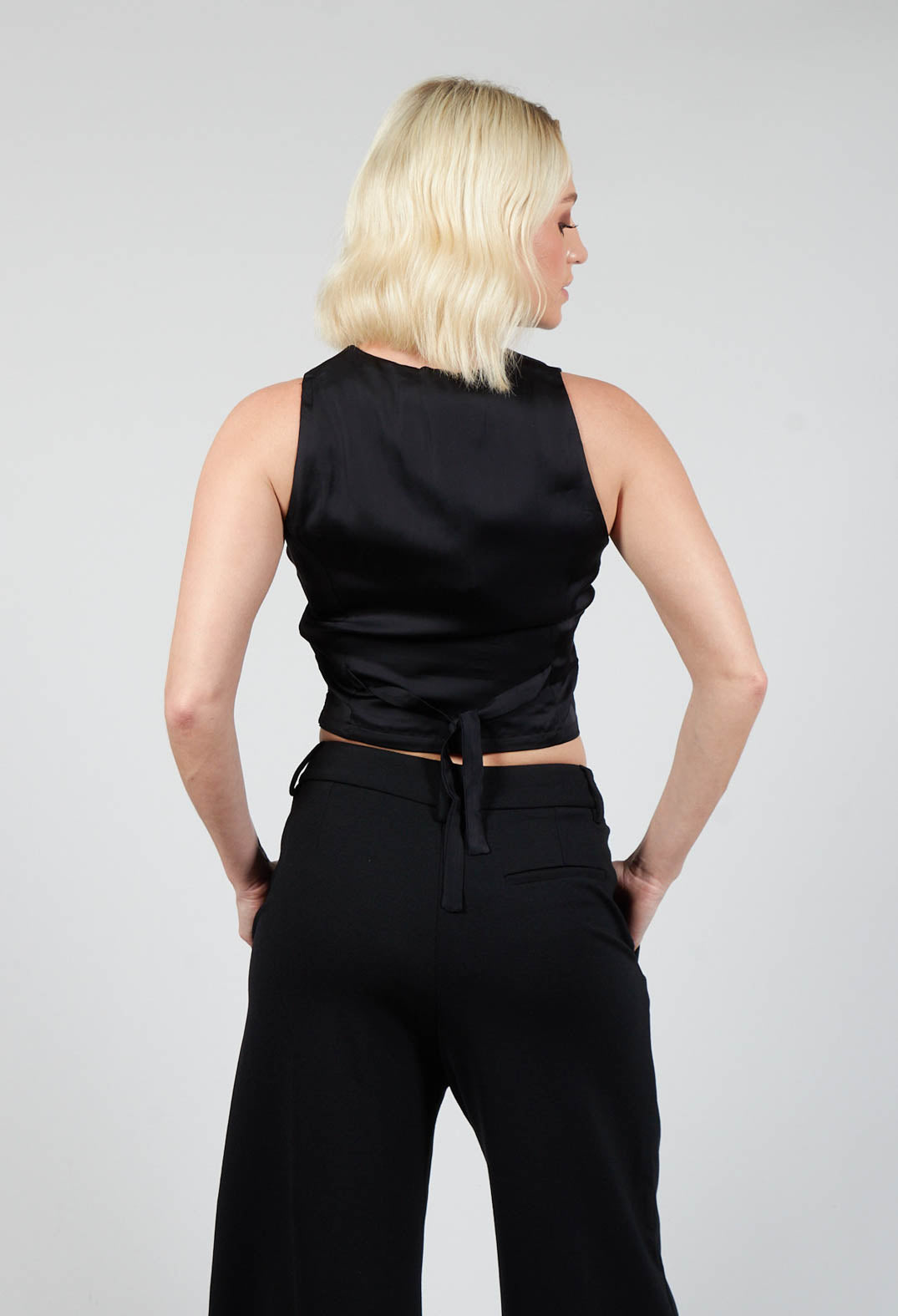 Waistcoat with Faux Front Pockets in Black