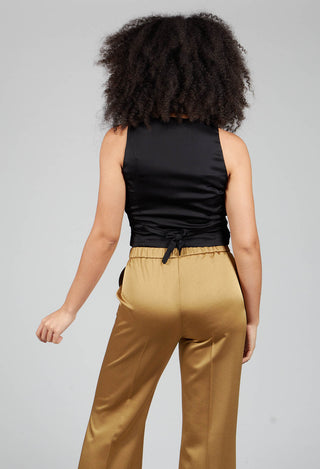 Waistcoat with Faux Front Pockets in Black