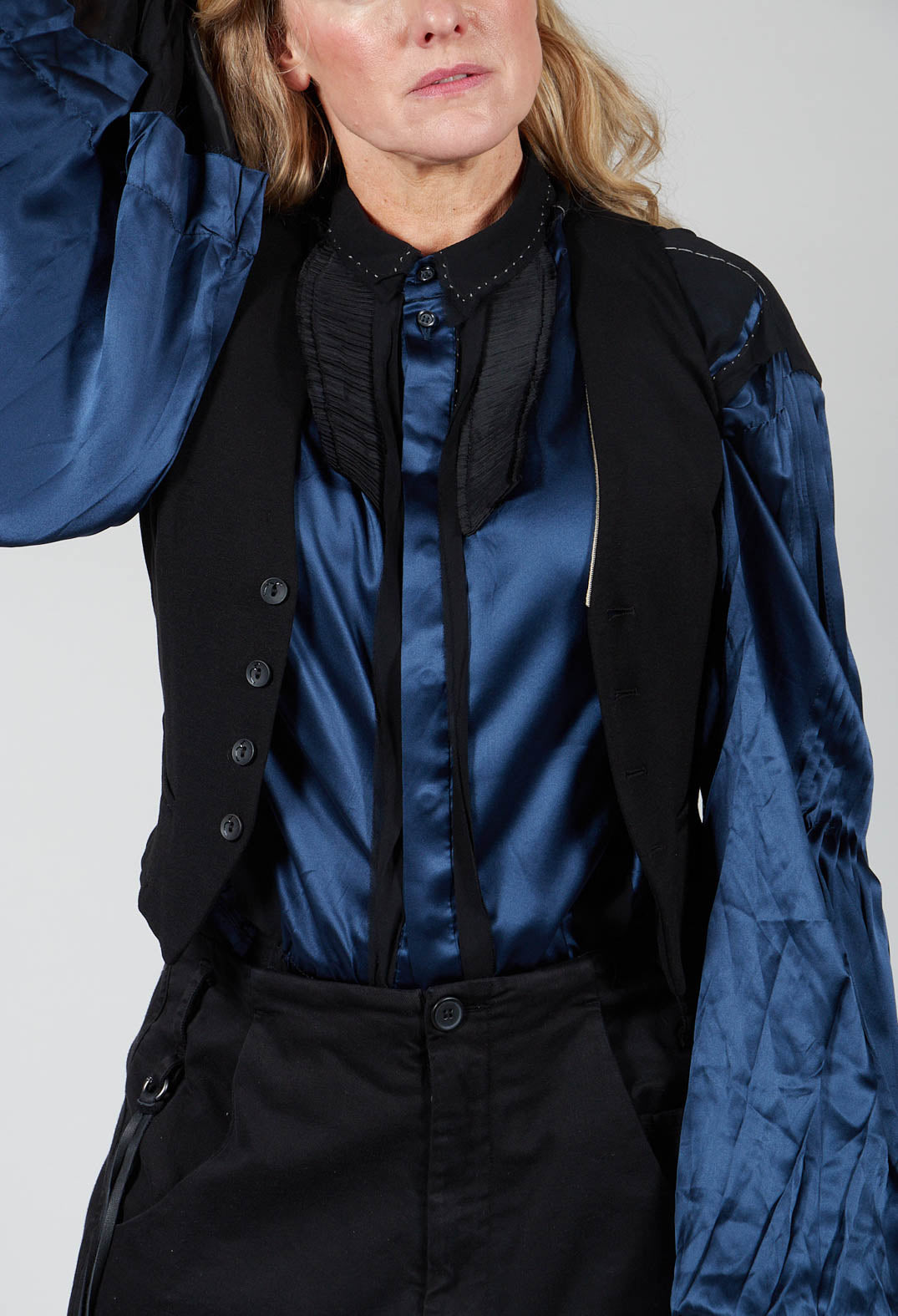 Waistcoat with Faux Front Pockets in Black