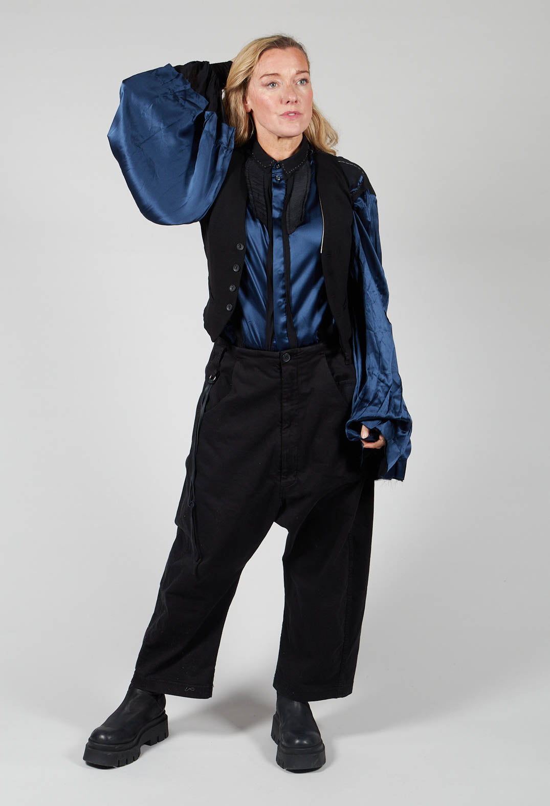Waistcoat with Faux Front Pockets in Black