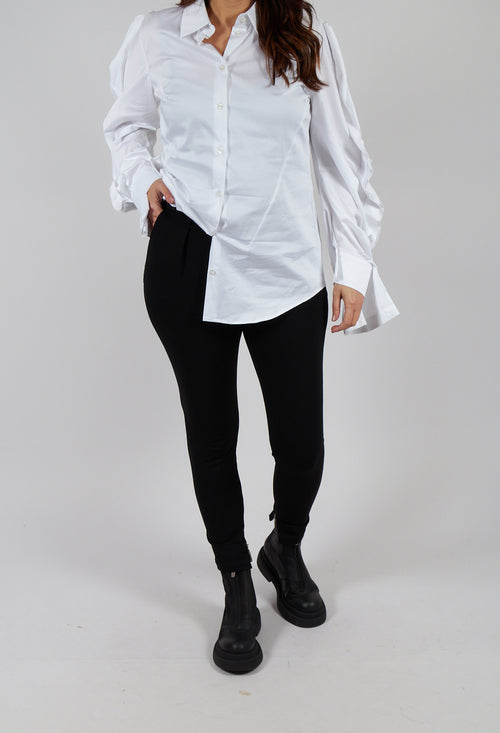 Straight Leg Trousers with Ankle Zip in Black