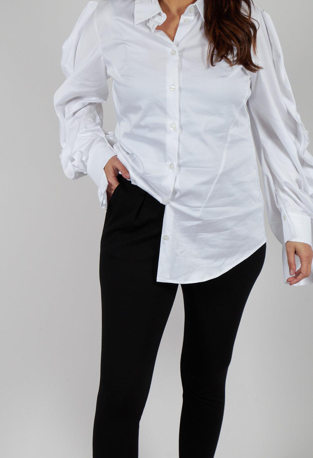 Straight Leg Trousers with Ankle Zip in Black