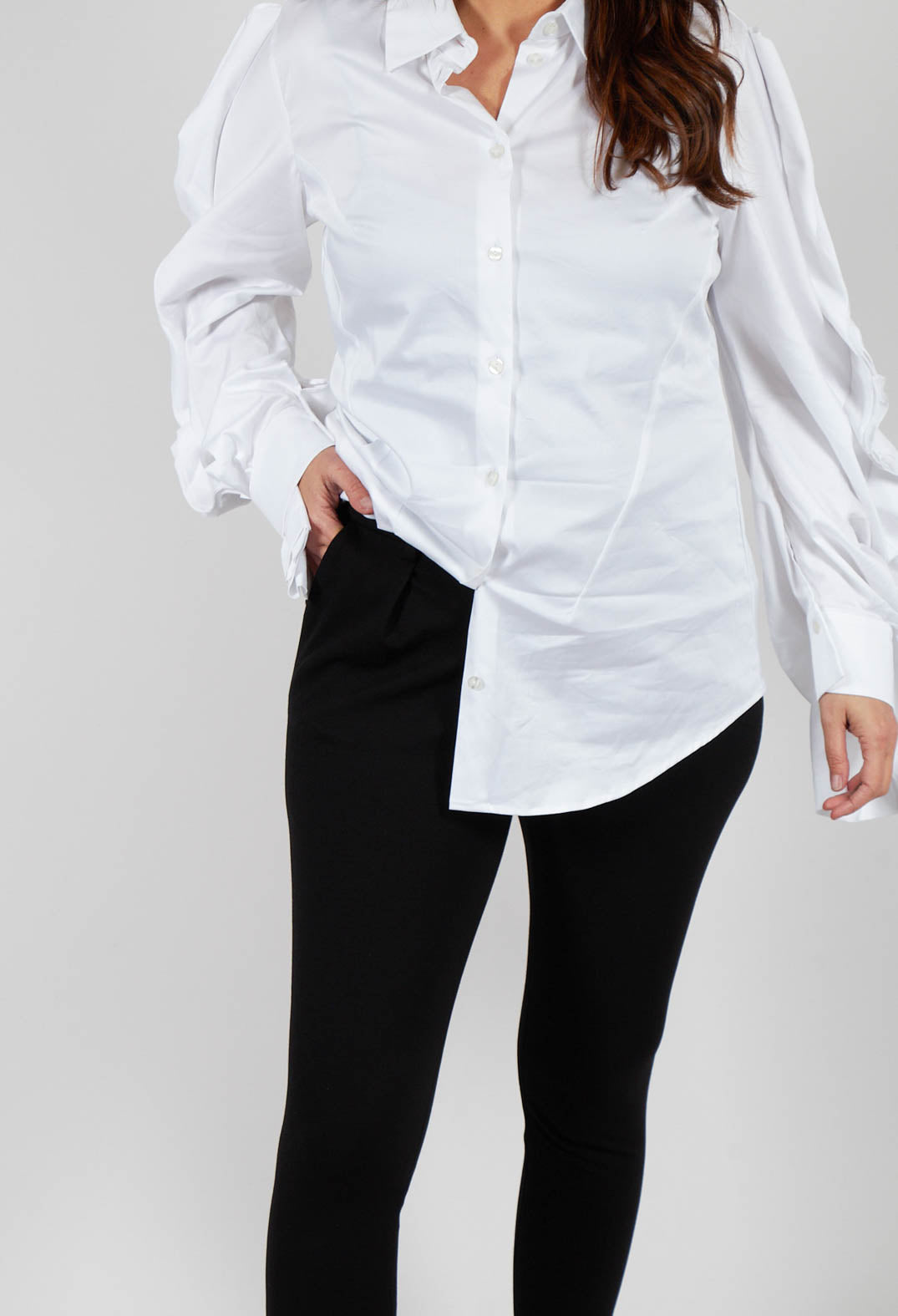 Straight Leg Trousers with Ankle Zip in Black