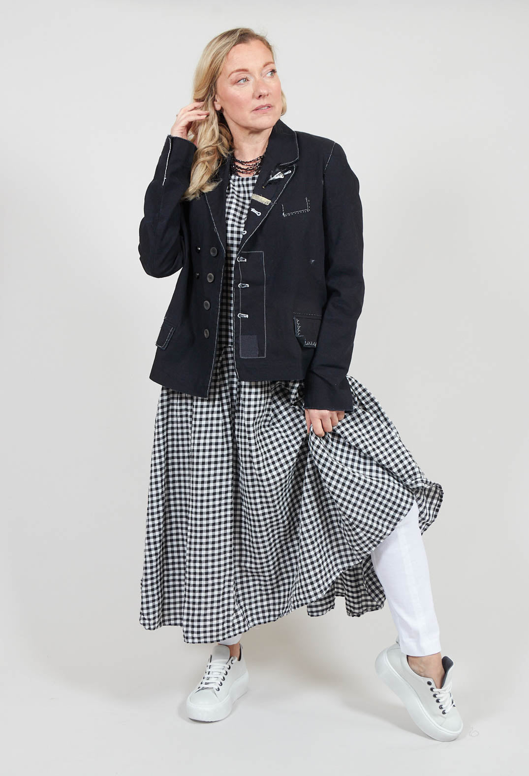 Herschneller Dress in Schnee Black and White Check