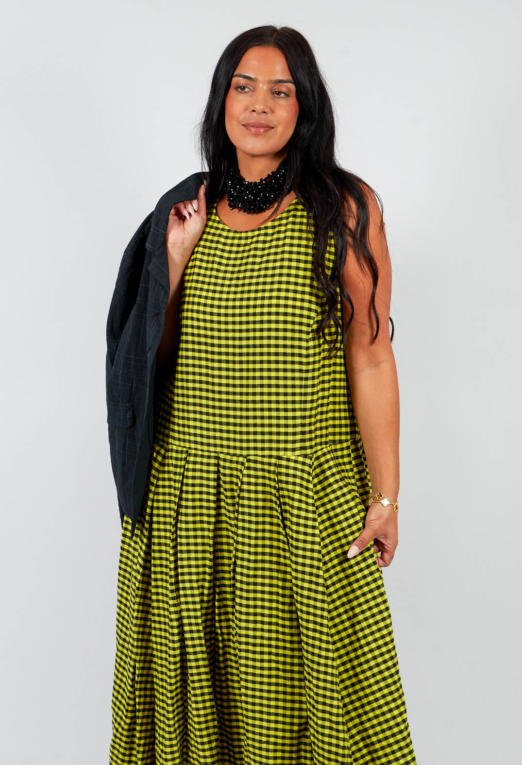 Herschneller Dress in Ingwer Yellow and Black Check