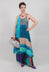 Racer Back Silk Dress with Bold Blue Print