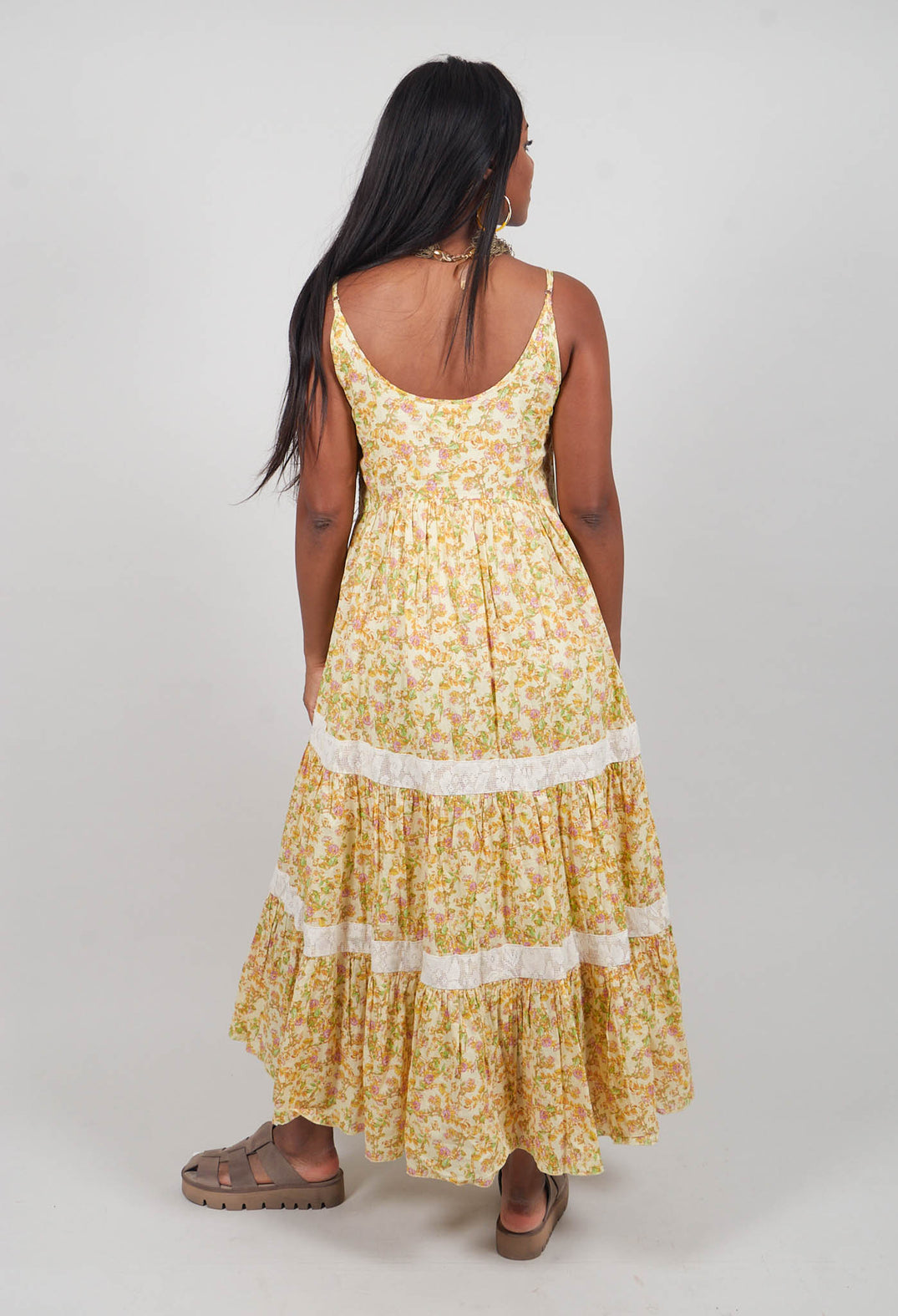 A Line Dress with Thin Straps in Floral Gisele Print
