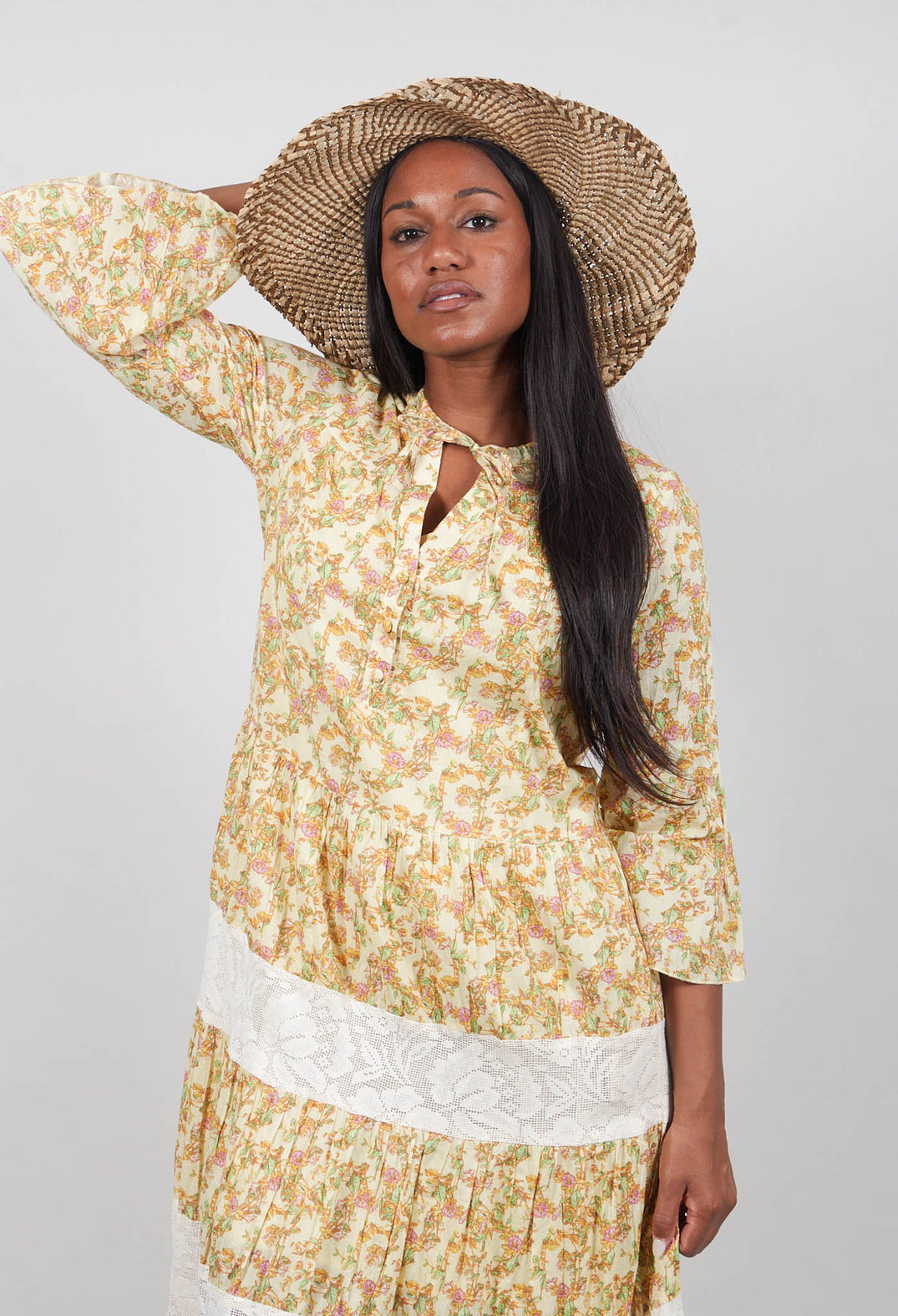 Lined A Line Dress in Floral Gisele Print