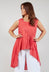 Sleeveless Blouse with Highlow Hem in Red