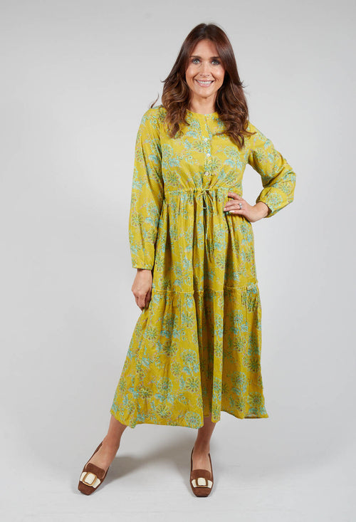 Tiered Valerie Dress in Yellow Floral Print