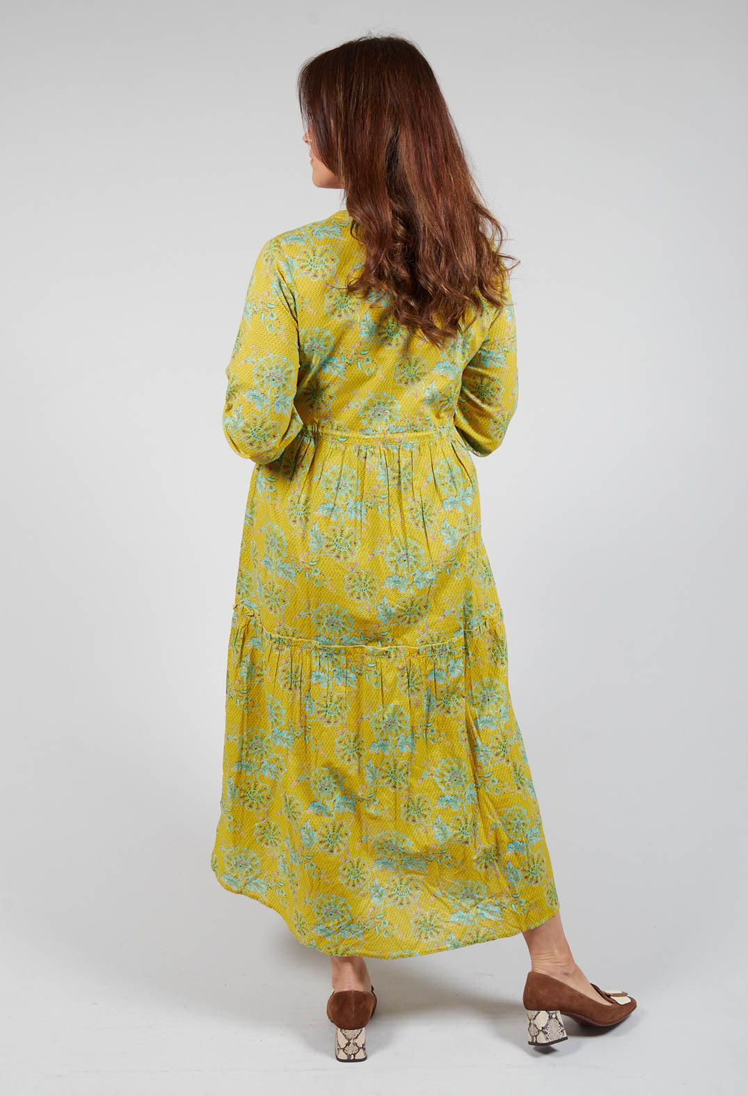 Tiered Valerie Dress in Yellow Floral Print