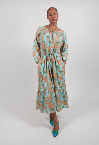 Long Sleeve Joana Dress with Blue Floral Print