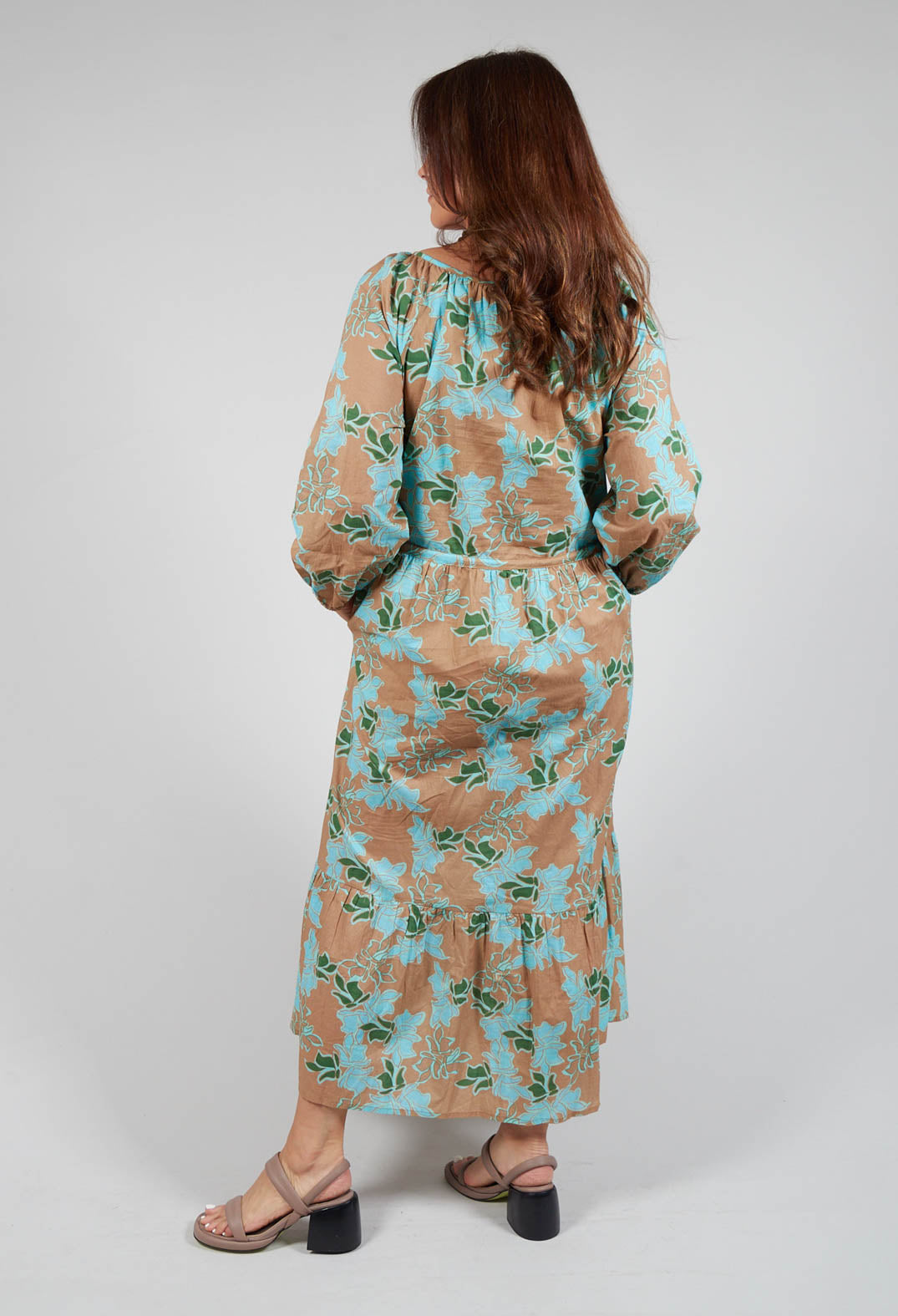 Long Sleeve Joana Dress with Blue Floral Print