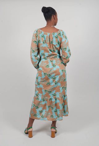 Long Sleeve Joana Dress with Blue Floral Print