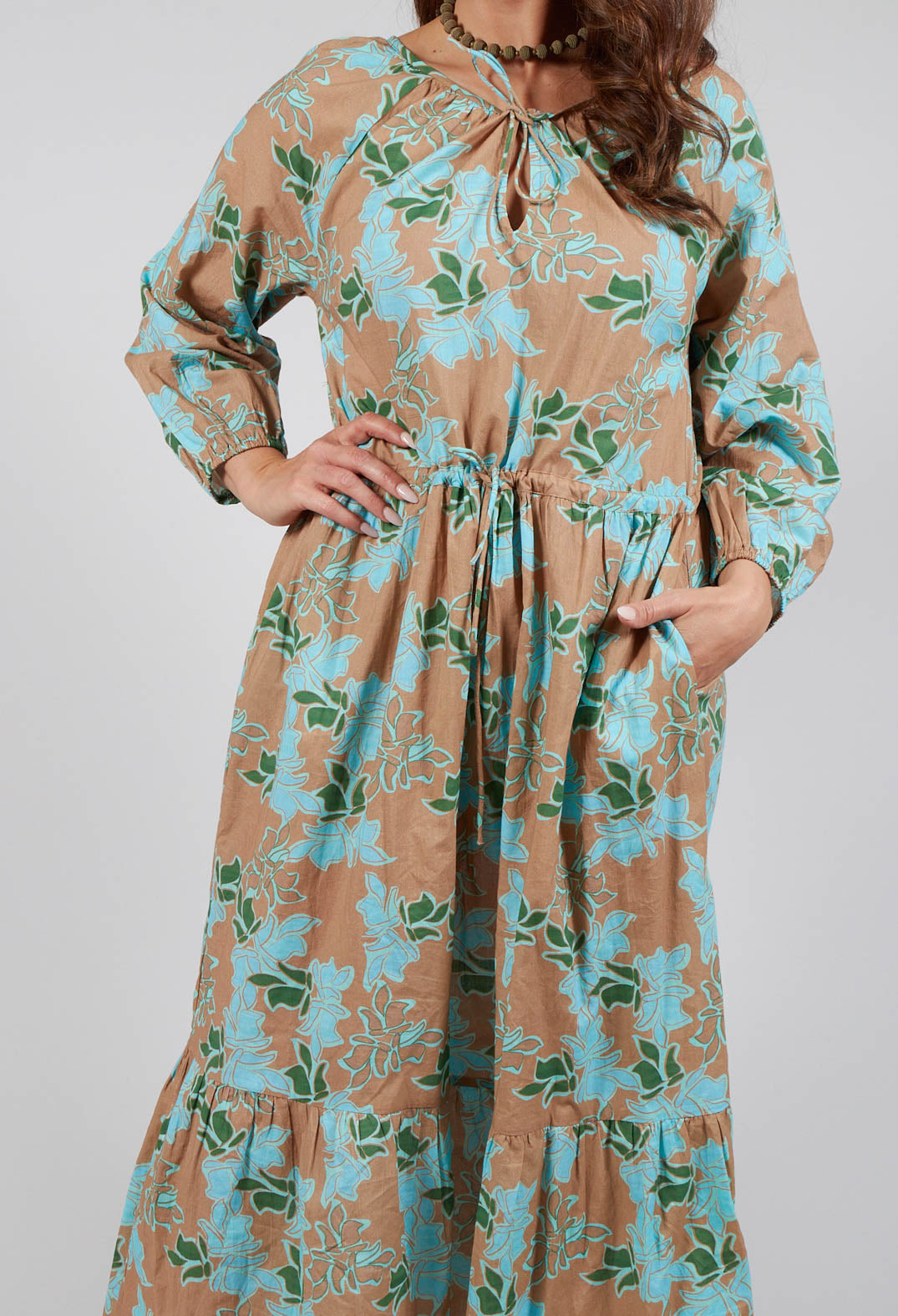 Long Sleeve Joana Dress with Blue Floral Print