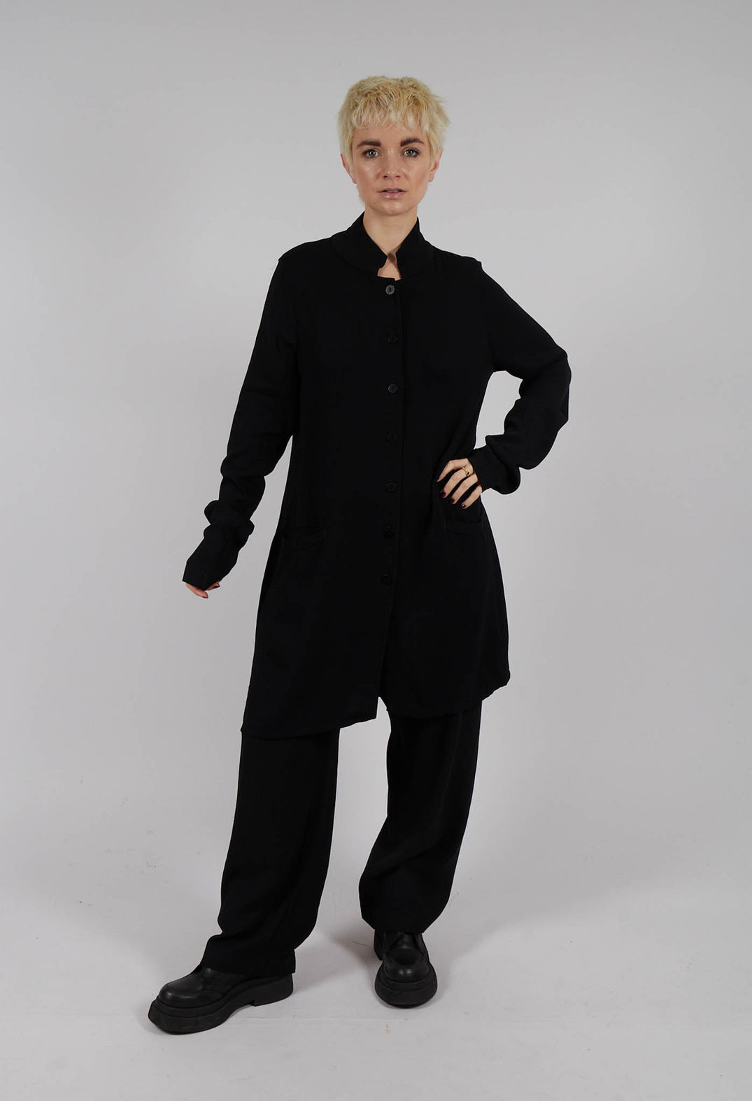 Kastora Jacket with Button Up Front in Black
