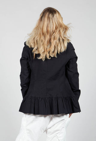 Tailored Jacket with Peplum Hem in Black
