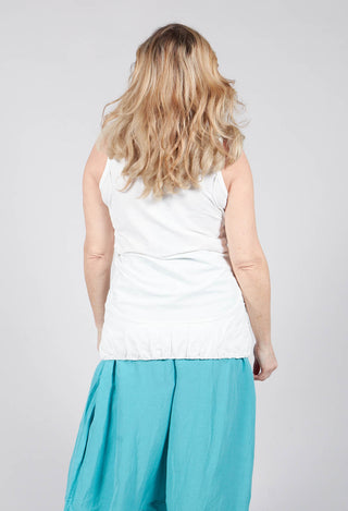 Sleeveless Jersey T Shirt wih Ruffle Hem in Star White