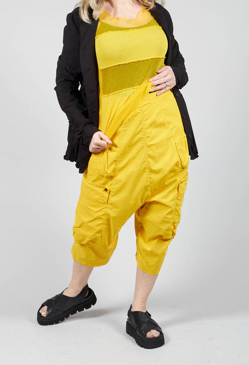 Short Drop Crotch Trousers With Side Pockets in Lemon