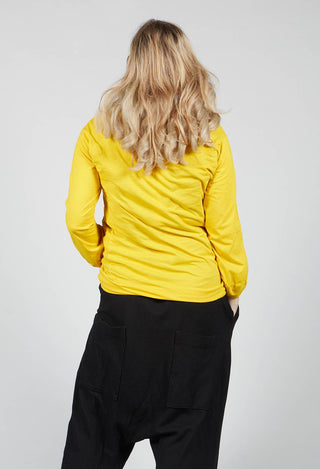 Round Neck Long Sleeved T Shirt with Bell Sleeves in Lemon