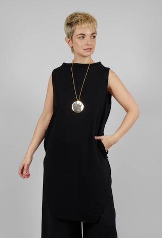 Sleeveless Top with Side Slits in Black