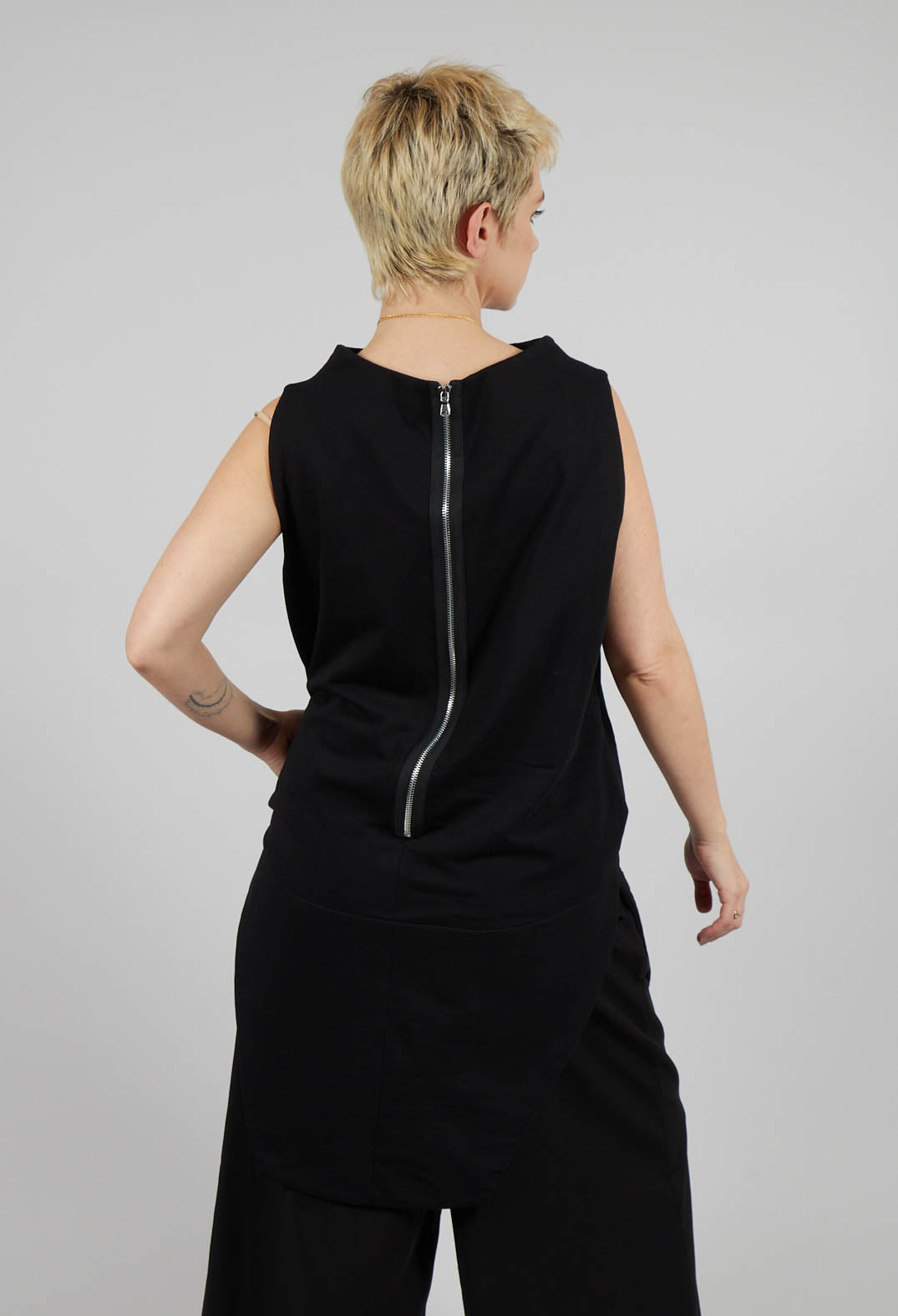 Sleeveless Top with Side Slits in Black