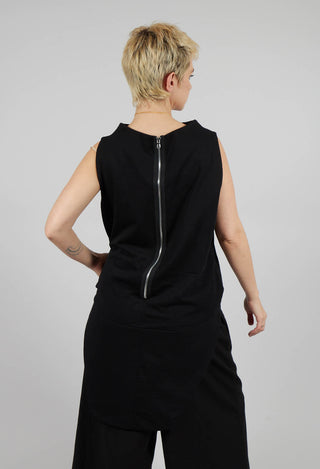 Sleeveless Top with Side Slits in Black
