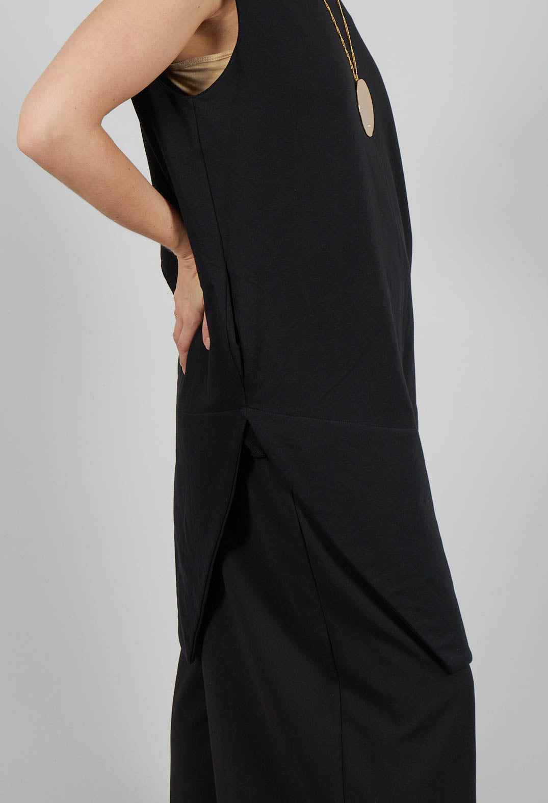 Sleeveless Top with Side Slits in Black
