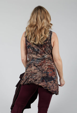 Vest Top with Asymmetric Bubble Hem in Ocher Paint