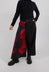 Wide Leg Dropcrotch Trousers with Contrasting Legs in Black and Red